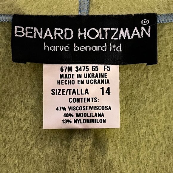 VTG Bernard Holtzman Harve Bernard Color Block Wool Blend Fleece Open Jacket - Picture 10 of 11